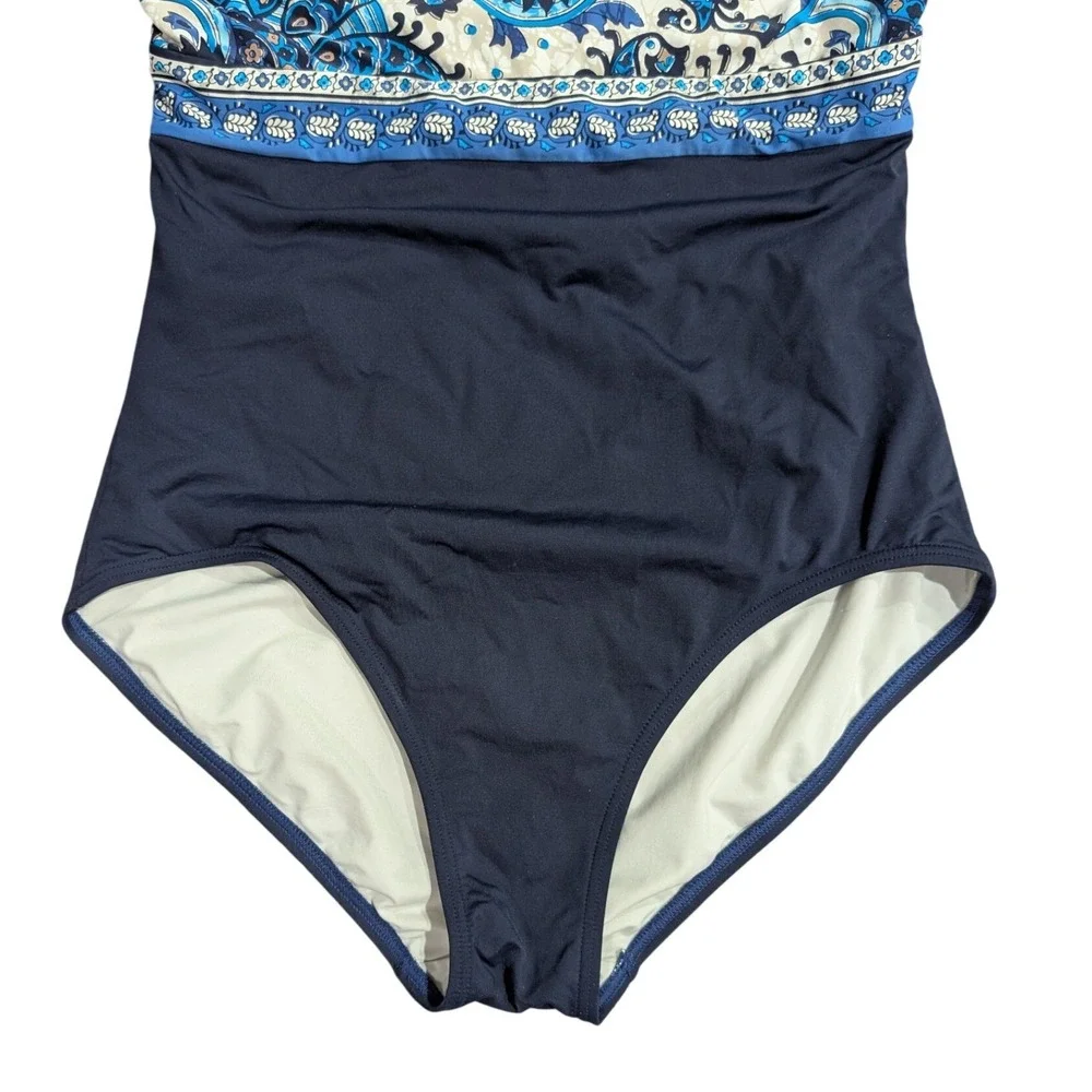 Michael Kors One Piece Paisley Stripe Pattern Strapless Swimsuit Women's - 12‎
